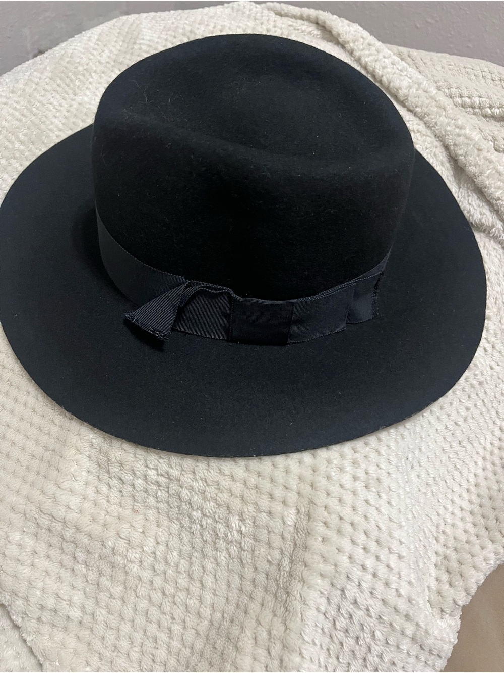 Joe Fresh Black Felt Wide-Brim Fedora Hat